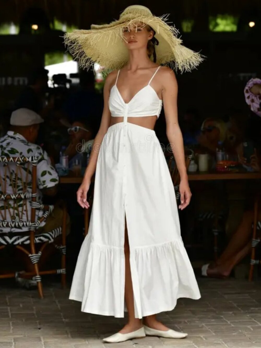 NWT SIMKHAI Kennedi Cutout Cotton Poplin Maxi Dress White M - Picture 6 of 11